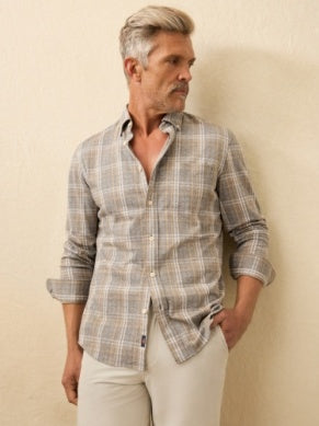 Coastline Knit Shirt - Dune Ash Plaid